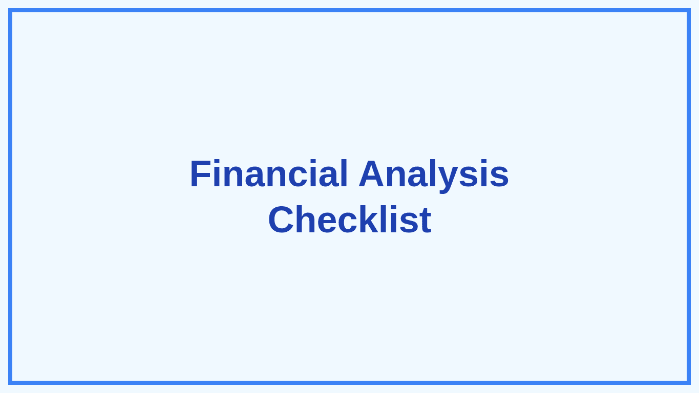 Financial Analysis Checklist