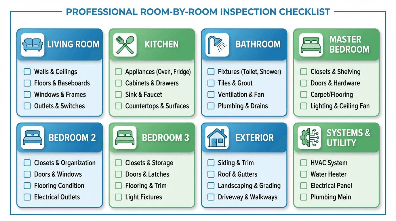 Room-by-room property inspection checklist